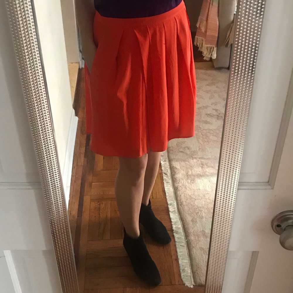 NWOT Silk Orange Skirt w Pockets